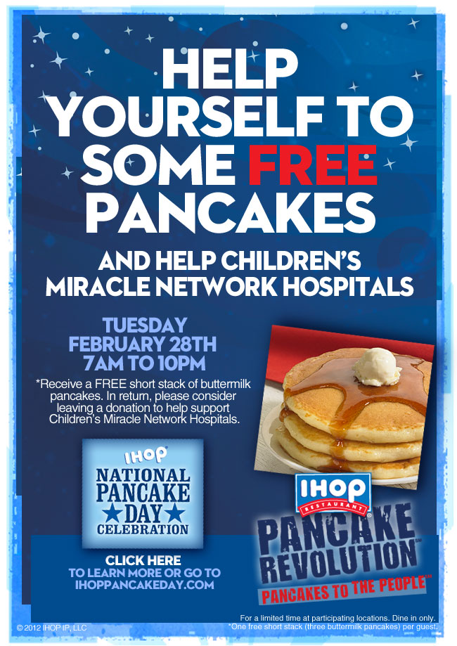 Free pancakes Tuesday at IHOP