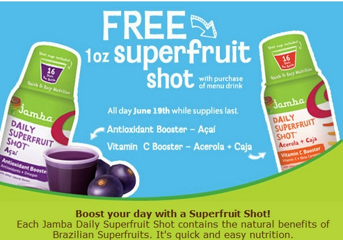 Jamba Juice: Free Superfruit Shot w/ Purchase (CA Only) - My Frugal