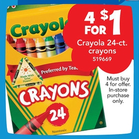 Promotional 4 Pack Crayons $1.00
