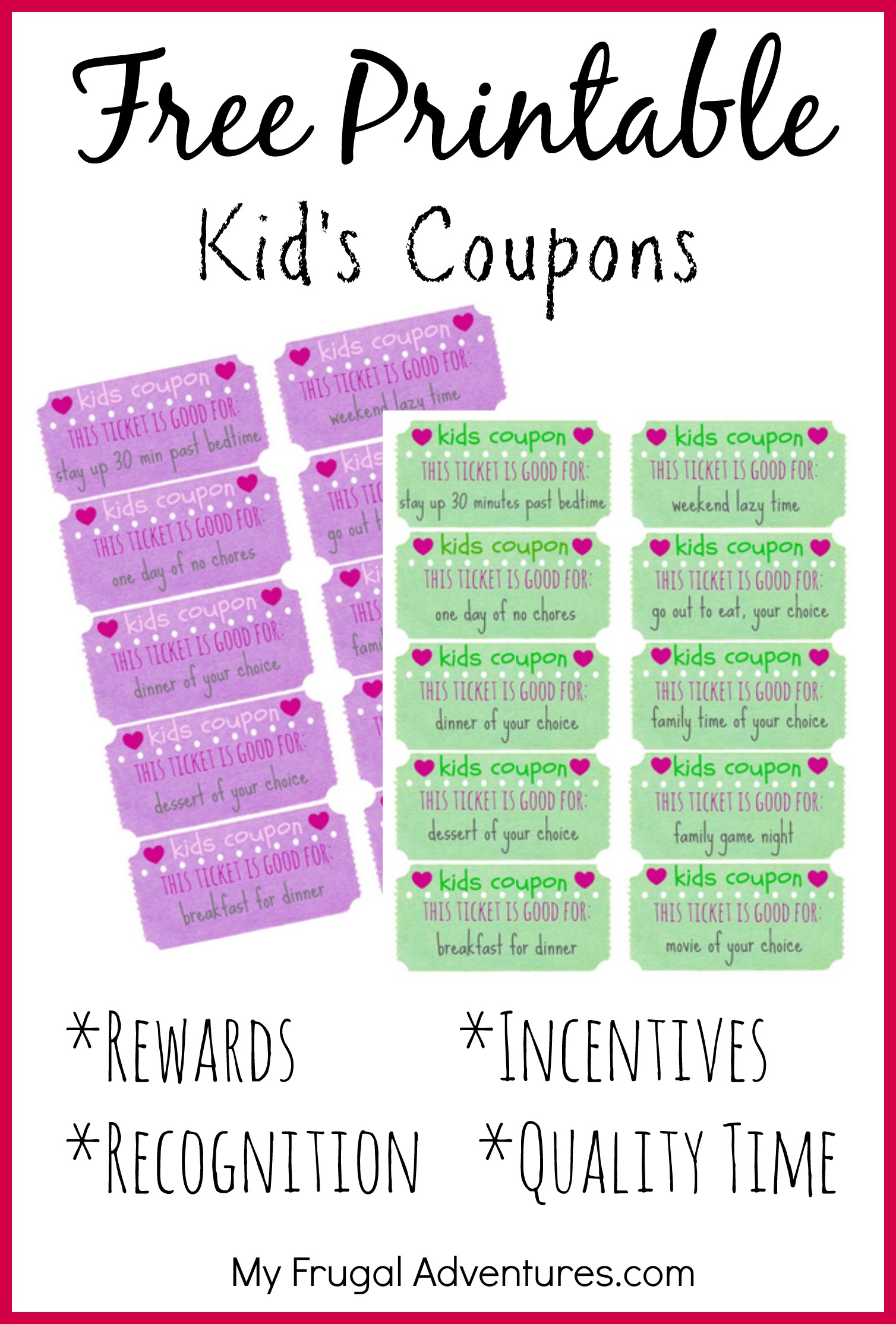 Printable Reward Tickets