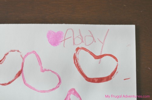 Valentine's Day Stamp Art for Kids- use items you already have to create little works of art! Perfect for non- crafters because this is so simple to do!