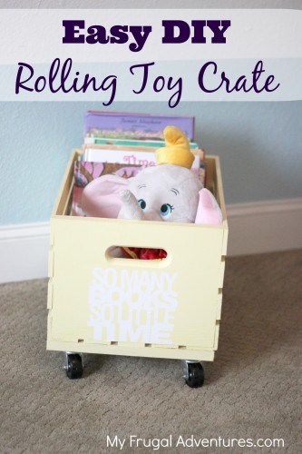 Easy DIY Rolling Toy Crate - perfect storage solution for books, toys, clothes and more! Rolls right into the closet for easy pick up.