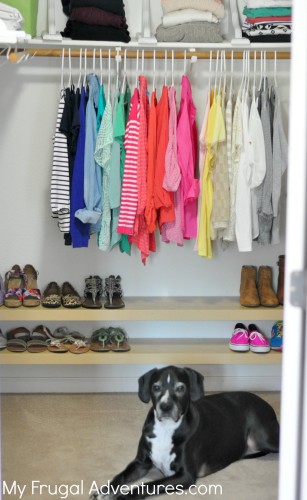 DIY Shoe Organization Racks (Ikea Hack!) Super simple floating shelves to organize your closet! Inexpensive and so easy to do!