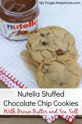 Nutella Stuffed Chocolate Chip Cookies with Brown Butter and Sea Salt - these will knock your socks off! Perfect homemade gift idea!