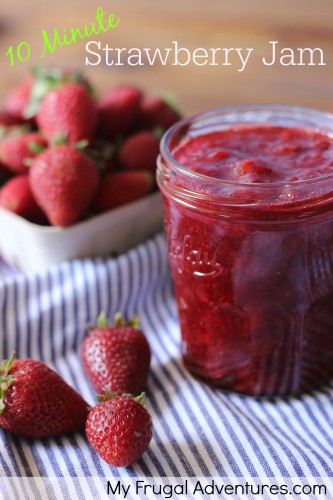 10 Minute Strawberry Jam-- this is so easy and absolutely delicious!  A perfect quick homemade gift!