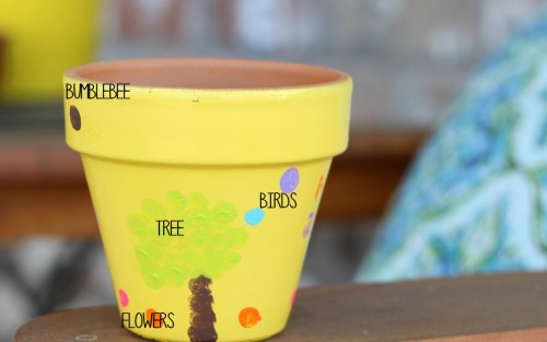 Children's Fingerprint Painted Pots