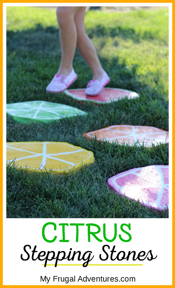 citrus painted stepping stones