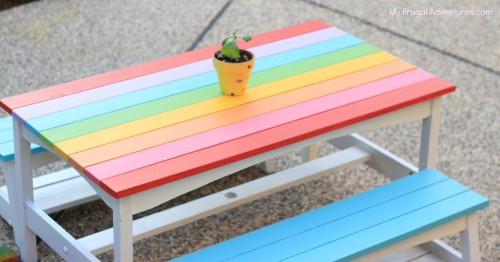 Rainbow Picnic Table for Kids