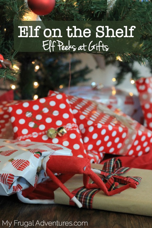 Elf on the Shelf Ideas Elf Peeks at Gifts