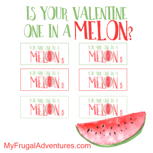 One in a Melon Valentine printable