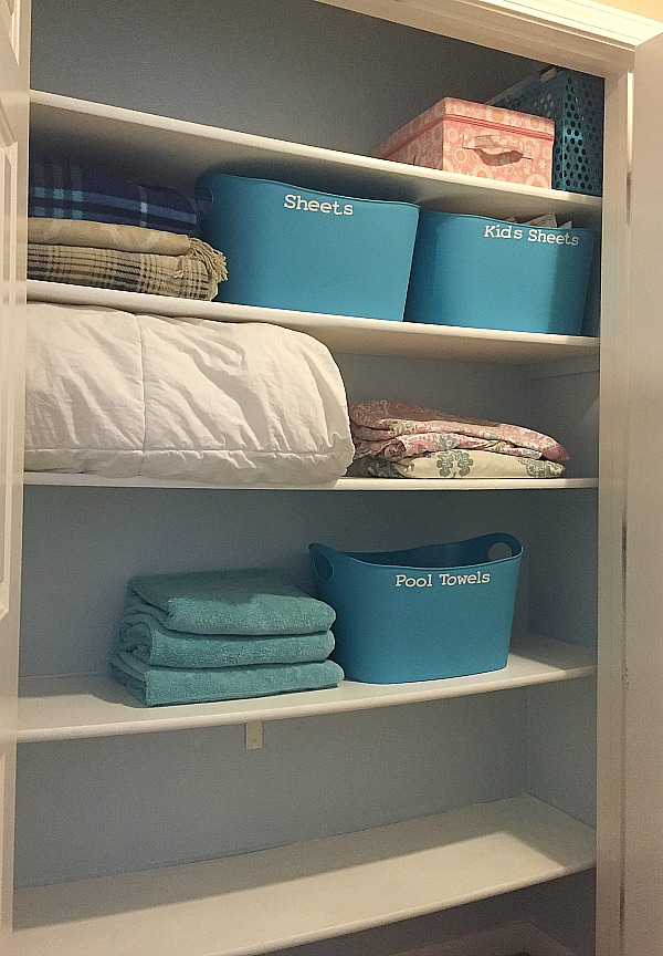 organized linen closet
