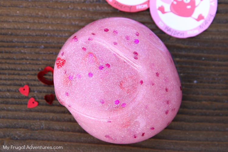 Free printable slime valentine on myfrugaladventures.com. Fun and cute printable valentine with slime.
