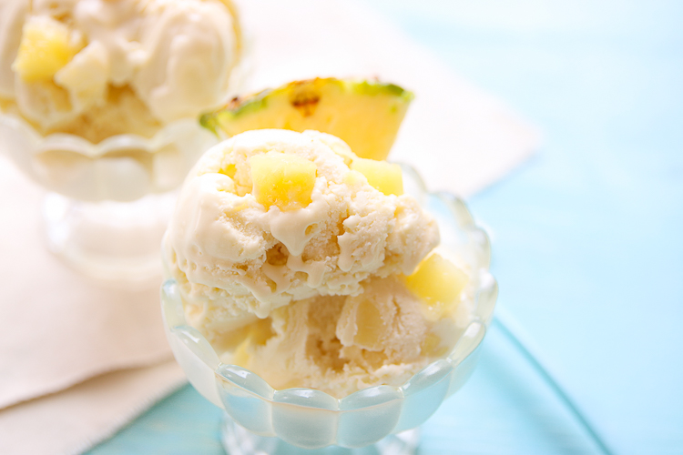 Pineapple Coconut Ice Cream on MyFrugalAdventures.com. PF Changs copycat recipe for the most refreshing ice cream for summer.